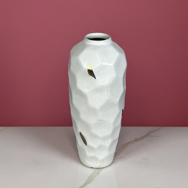 Gold-Edged Elegant White Vase