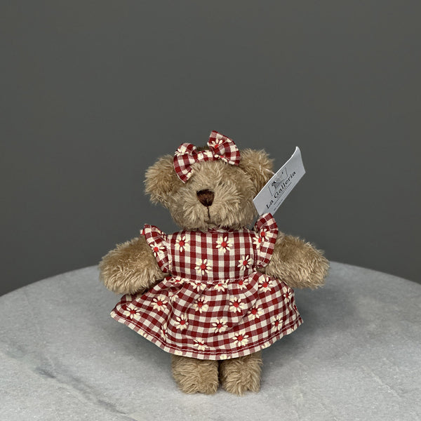 Peach Plaid Daisy Bear