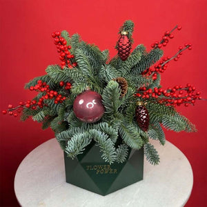 Christmas & New Year Festive Arrangement Crimson Berry Box