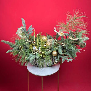 Christmas & New Year Festive Decoration Forest Gold Centrepiece