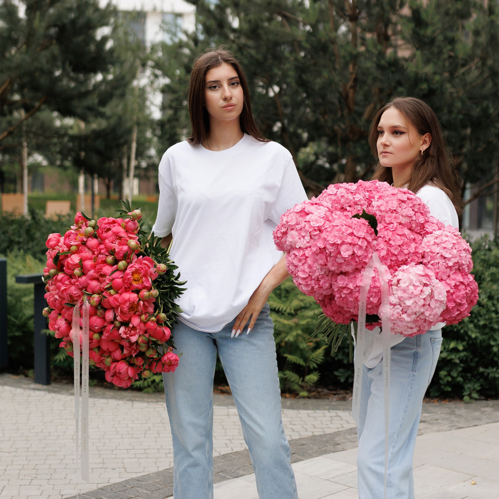 Bouquet of fuchsia-pink hydrangeas 