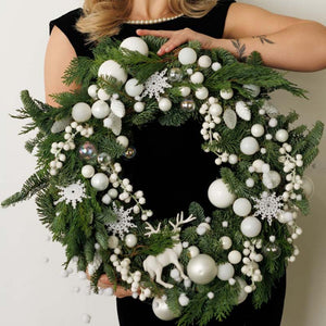 Christmas Wreath in white and pearl tones Snowfall Wreath