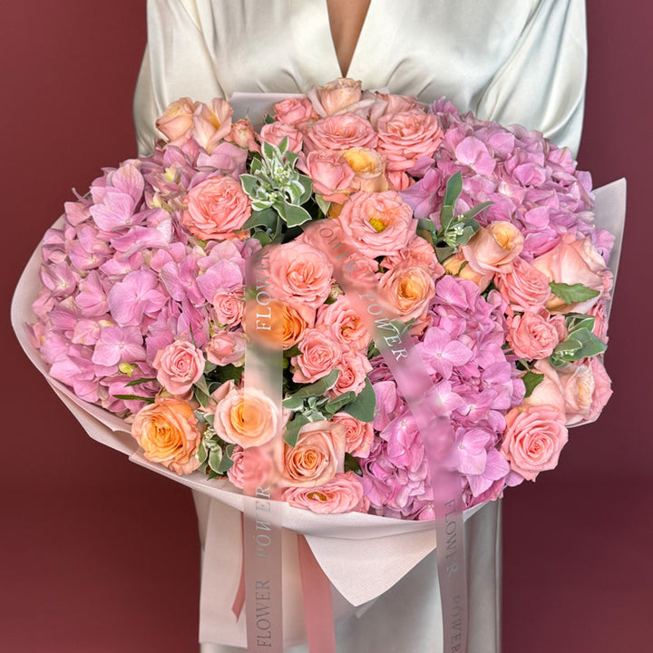 Fuchsia Paradise – bouquet of vivid fuchsia long-stemmed roses – floral gift by Flower Power