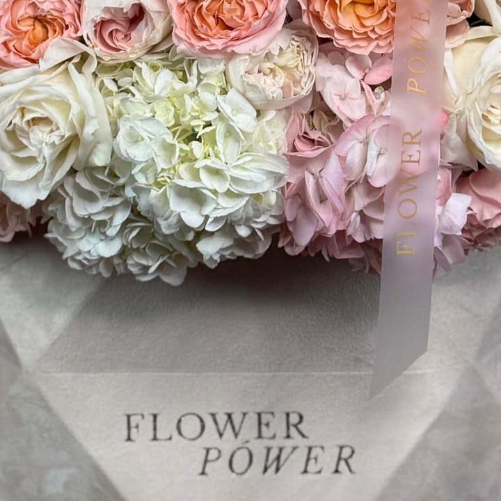 Coral Grace – soft coral roses in a luxury bouquet – flowers for her by Flower Power