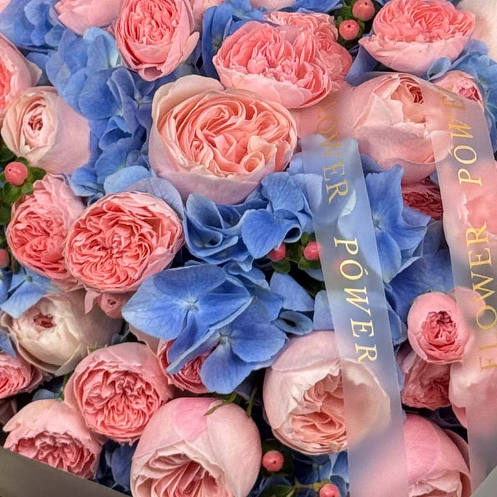 Peach Whirl – beautiful peach rose bouquet with greenery – flowers for gift delivery by Flower Power