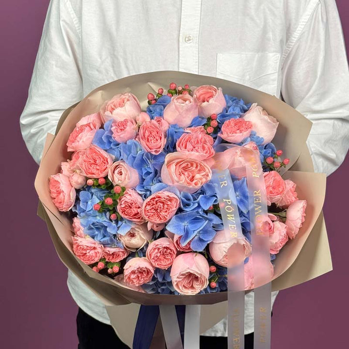 Peach Whirl – fresh peach rose bouquet for flower delivery – elegant blooms by Flower Power