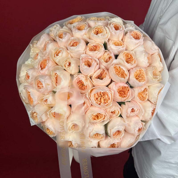 Bouquet of peach garden roses Apricot Veil L