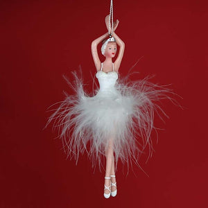 White Feather Tutu Ballerina Ornament